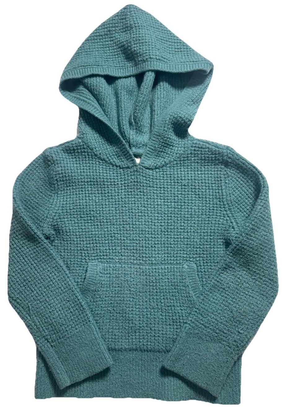 OshKosh B’gosh Toddler Girls 3T Teal Waffle Knit Hooded Sweater Pullover